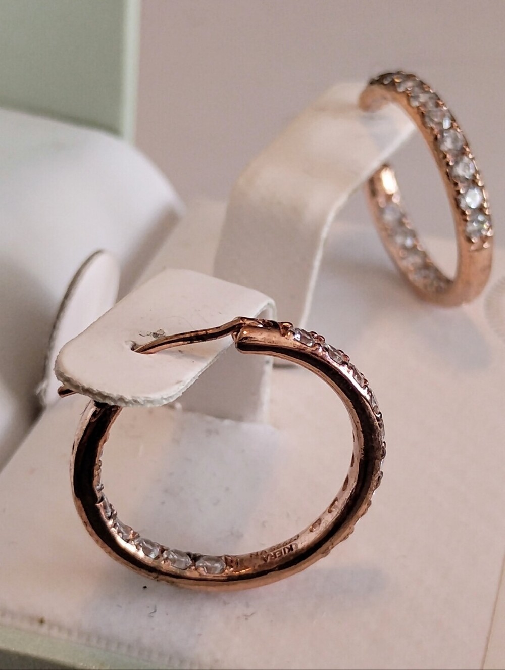 💗Swarovski Rose Gold Sterling Silver Hoop Earrings Minimalist Preppy Clean Soft